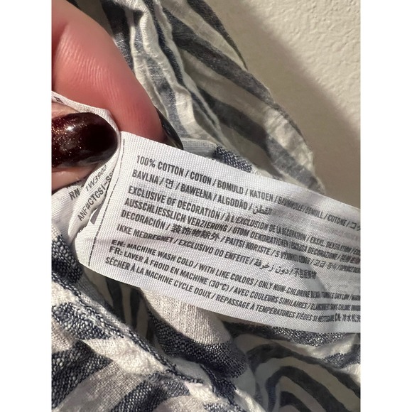 Abercrombie Fitch Women's Striped Button Up Shirt Blue White Cotton Size M - Picture 4 of 6